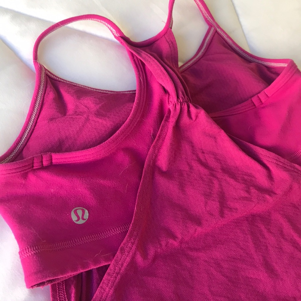 Pink Razorback Lululemon tank built in sports bra